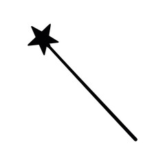 Naklejka premium Magic wand silhouette vector flat illustration design.