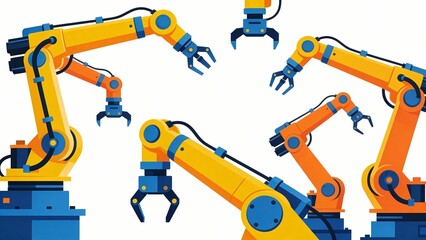 Colorful robotic arms in industrial design