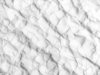 Crinkled paper texture isolated on transparent background