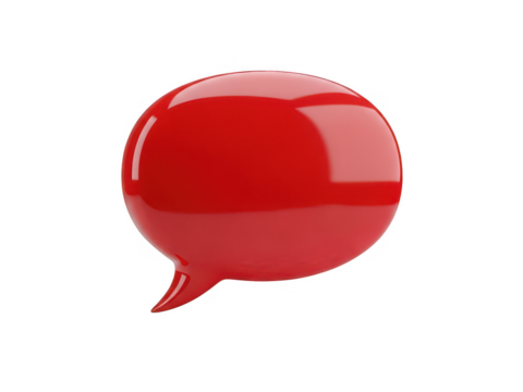 Red speech bubble icon isolated on transparent background - Powered by Adobe