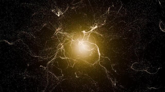 Abstract Swirling Particles and Light Streaks in Dark Space Background