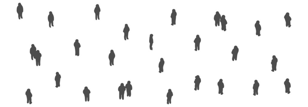 Sparse crowd silhouette CAD blocks, few people spread apart, architectural plan style, vector &ndash; Professional Architectural CAD Collection
