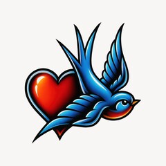 Vibrant tattoo-style heart illustration.