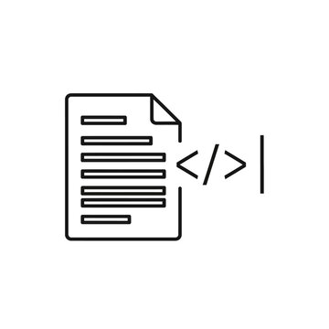 Document Editing Icon with Code Symbol for Digital Content and Programming Concept