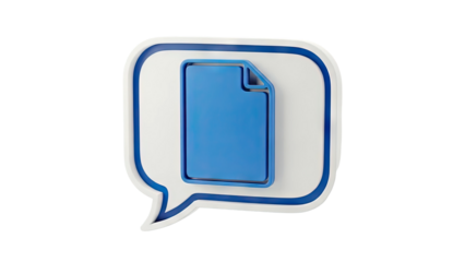 3D Chat Bubble with Document Icon