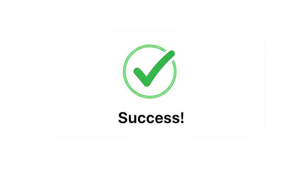 Green checkmark in a circle on white label isolated on transparent background