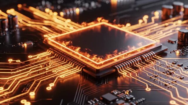 Close-up view of an advanced microprocessor on a circuit board