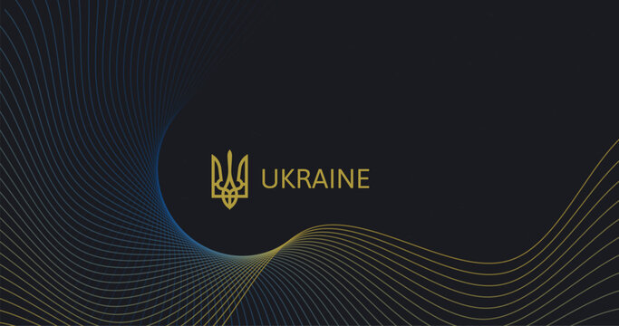 A sleek and modern design featuring the Ukraine tryzub on a dark background