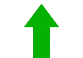 Green up arrow isolated on transparent background