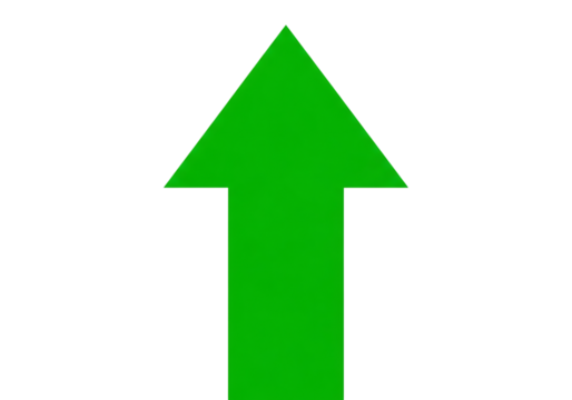 Green up arrow isolated on transparent background - Powered by Adobe