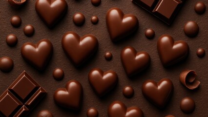 Fototapeta premium Heart-shaped chocolates on display.