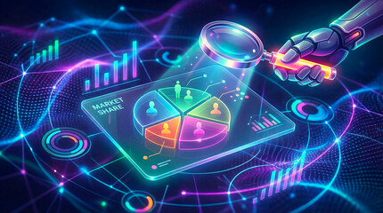 Artificial Intelligence and Robotic Market Share Data Analysis Concept for Website Banner