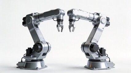 Two industrial robotic arms