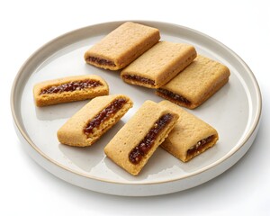 Obraz premium Fig newtons on a plate with white background.