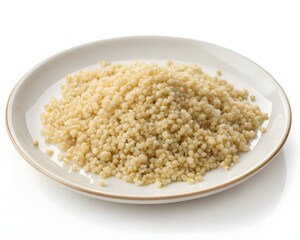 Quinoa on a plate with white background.





