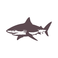 Great White Shark Silhouette. Vector Illustration of a Predatory Sea Fish for Marine and Ocean Designs