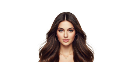 Beautiful woman with long brown hair portrait