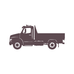 Heavy Duty Semi-Truck Silhouette. Vector Illustration of a Large Freight Trailer for Logistics and Transport