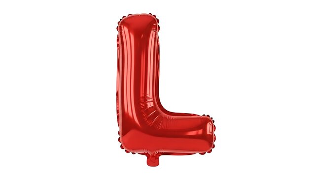Single red balloon in shape of letter l