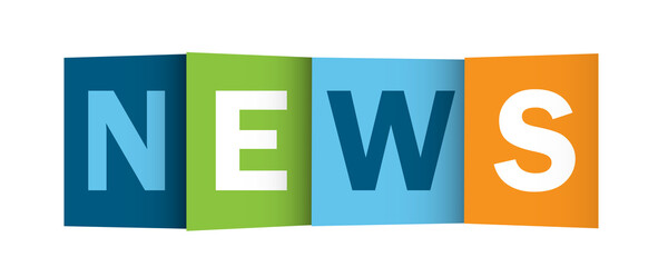 NEWS colorful typography banner on transparent background