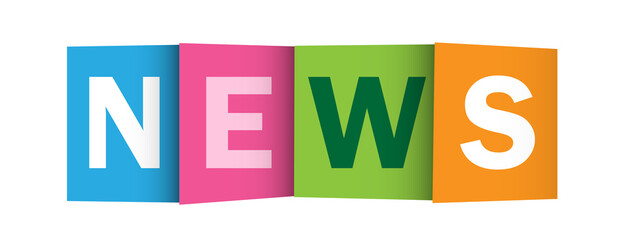 NEWS colorful typography banner on transparent background