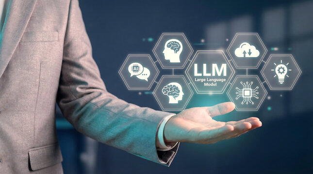 Large Language Model LLM and Artificial Intelligence AI Concept for Website Banner - Powered by Adobe