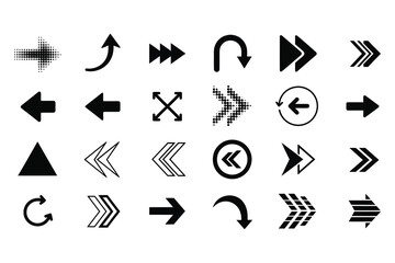 Vector Arrow Icon Set. Collection of Black Minimalist Directional Symbols and Pointers