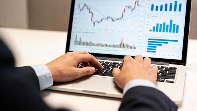 Person working on financial data analysis - Powered by Adobe