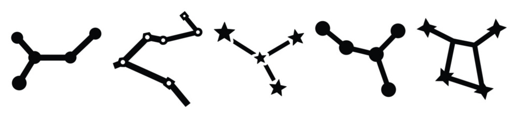 constellation lines silhouette vector icon set, black color and white background © Pallobroy