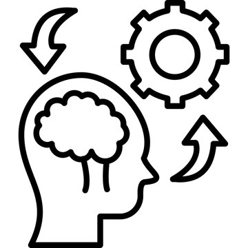 Head with arrows and gear Icon