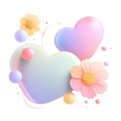 A heart and flower design features soft colors and bubbles. This cut out element is perfect for greeting cards. It adds a cheerful touch to various occasions