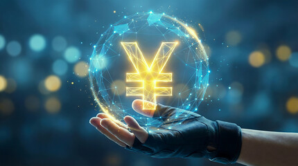 Yen Currency Digital Globe Concept for Global Finance Website Banner