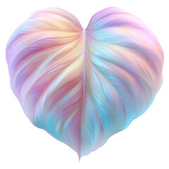 Fototapeta premium Heart-shaped leaf with soft gradients in bubble colors on a transparent background. Ideal for use in various design projects and crafts