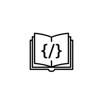 Open Book with Coding Brackets Illustration for Software Development and Programming Concepts