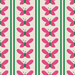 Seamless decorative pattern with butterflies. Print for textile, wallpaper, covers, surface. Retro stylization. For fashion fabric.
