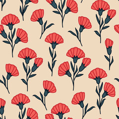 Seamless elegant pattern with flowers. Print for textile, wallpaper, covers, surface. Retro stylization. For fashion fabric.