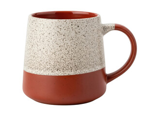 Rustic ceramic mug with speckled design isolated on transparent background