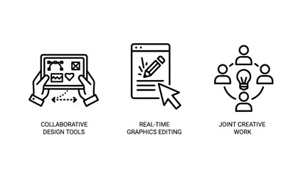 Creative Collaboration Icons for Collaborative Design Tools and Real-Time Graphics Editing