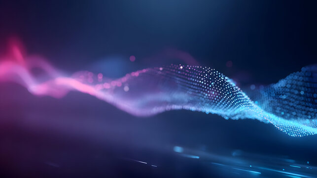 artwork featuring artificial intelligence generating patterns of light and data in virtual space