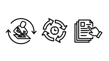 Iterative Business Workflow Icons for Continuous Updates Task Management History Tracking and Document Cycle Review