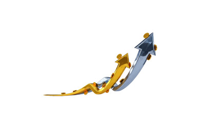 Growth arrows with coins