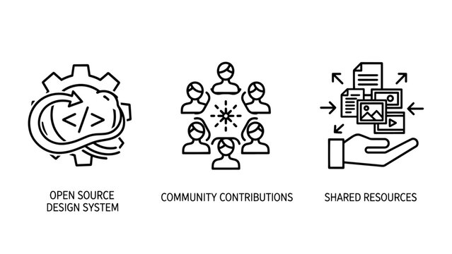 Open Source Design System and Community Contributions Icons for Shared Resources and Collaborative Software Development
