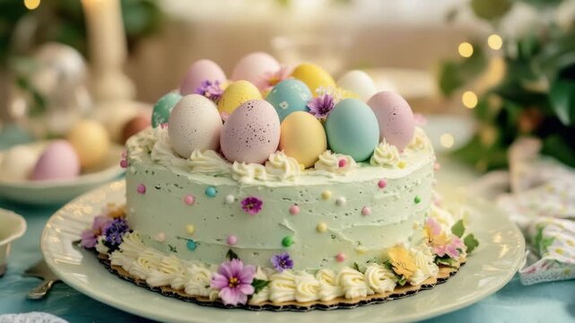 A festive cake decorated for Easter celebration.