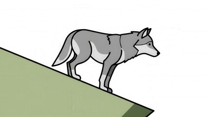 Fototapeta premium Stylized Wolf Standing on a Sloped Surface in a Minimalist Illustration