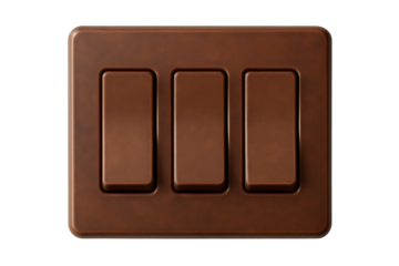 Brown light switch isolated on transparent background