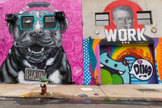 New York City, September 2018: Street Art Murals in Bushwick, Brooklyn