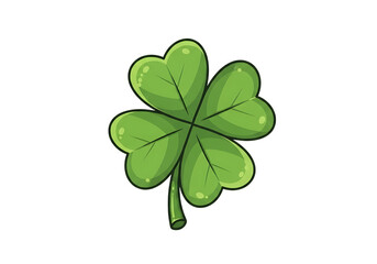 Green four-leaf clover isolated on transparent background