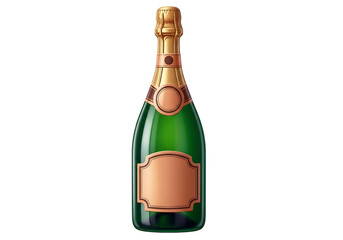 Elegant champagne bottle isolated on transparent background