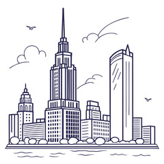 Obraz premium Minimal Flat City Skyline Vector Illustration