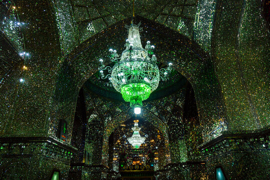 Stunning Interior of Imamzadeh-ye Ali Ebn-e Hamze Mosque in Shiraz, Iran